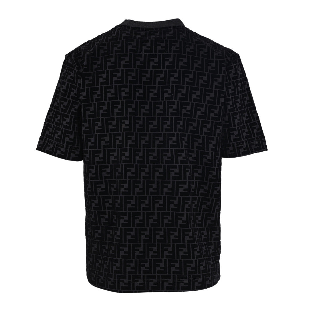 Fendi FF Monogram Velvet-Jacquard T-Shirt — Black