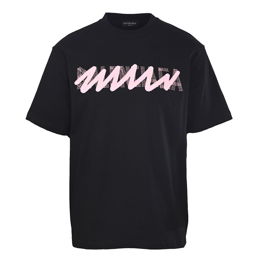 Balenciaga Double Logo Scribble Oversized T-Shirt – black