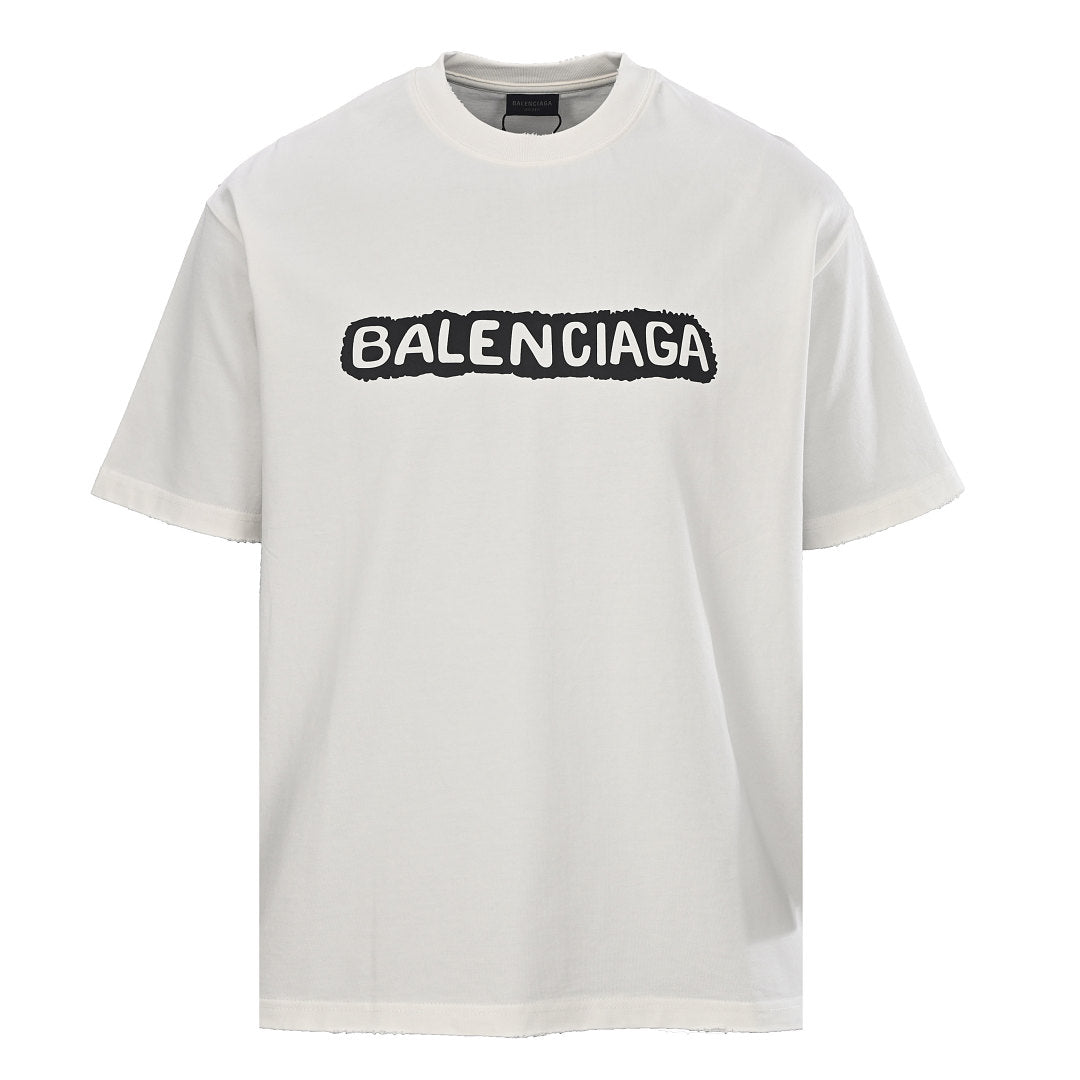 Balenciaga Graffiti Logo Oversized T-Shirt – Off-White