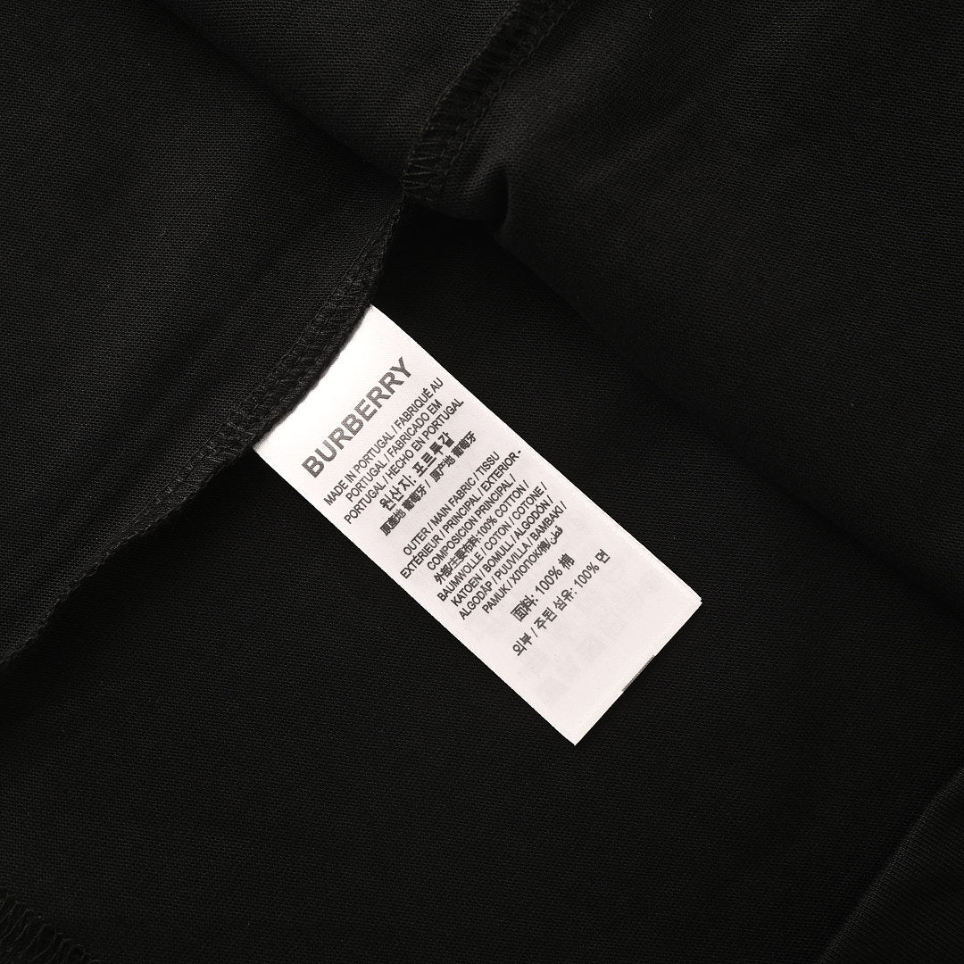 Burberry T-Shirt with Tape-Style Horizontal Stripe Overlay & Letter Print