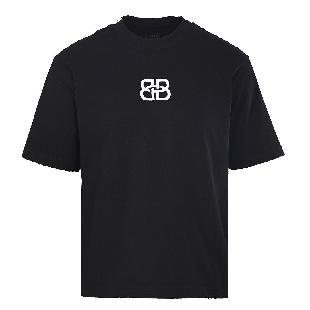 Balenciaga BB Monogram Distressed Oversized T-Shirt – Black
