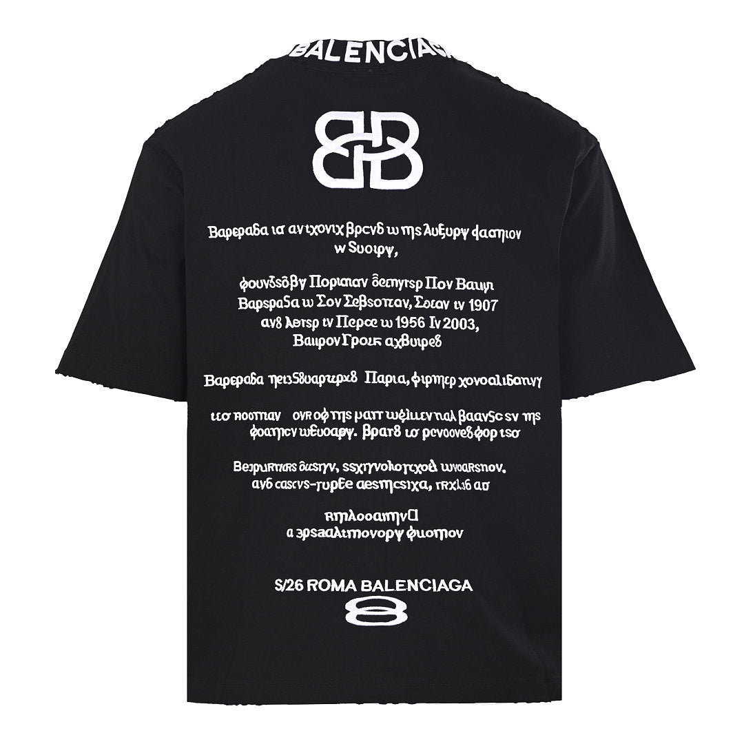 Balenciaga BB Monogram Distressed Oversized T-Shirt – Black