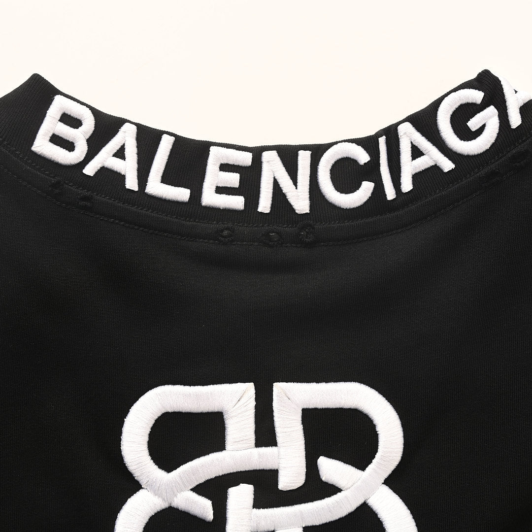 Balenciaga BB Monogram Distressed Oversized T-Shirt – Black