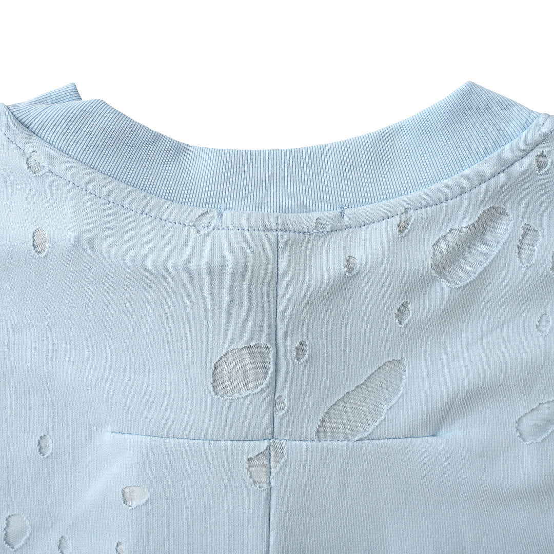 Givenchy Paris Destroyed Distressed Oversized T-Shirt – Sky Blue
