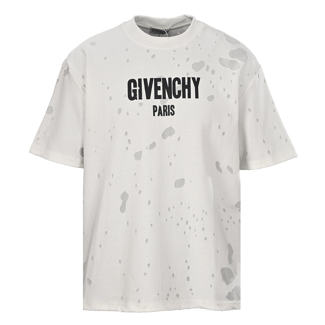 Givenchy Paris Destroyed Distressed Oversized T-Shirt – Light Grey