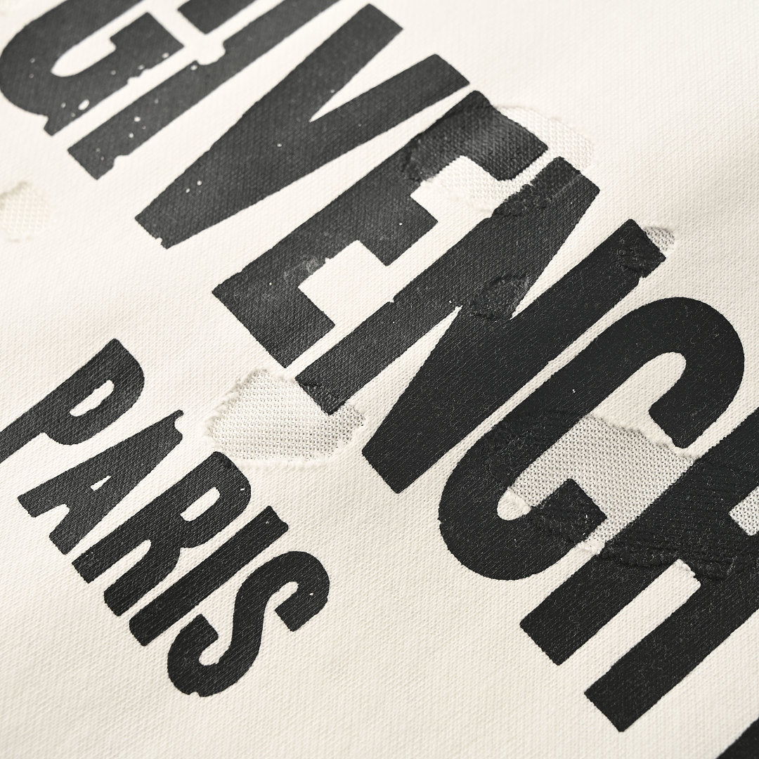 Givenchy Paris Destroyed Distressed Oversized T-Shirt – Light Grey