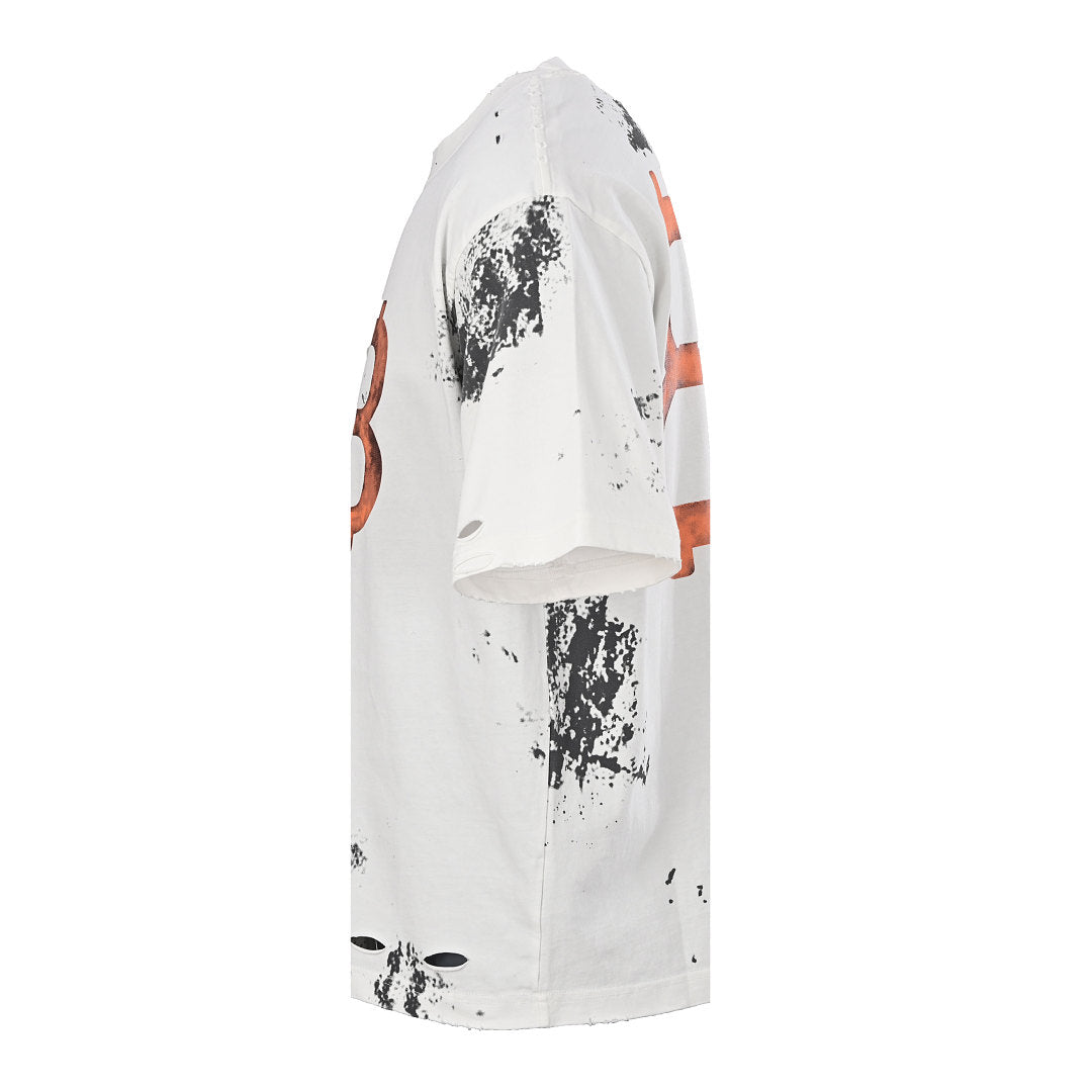 Balenciaga Double-B Bitcoin Hand-Painted Distressed Crewneck T-Shirt