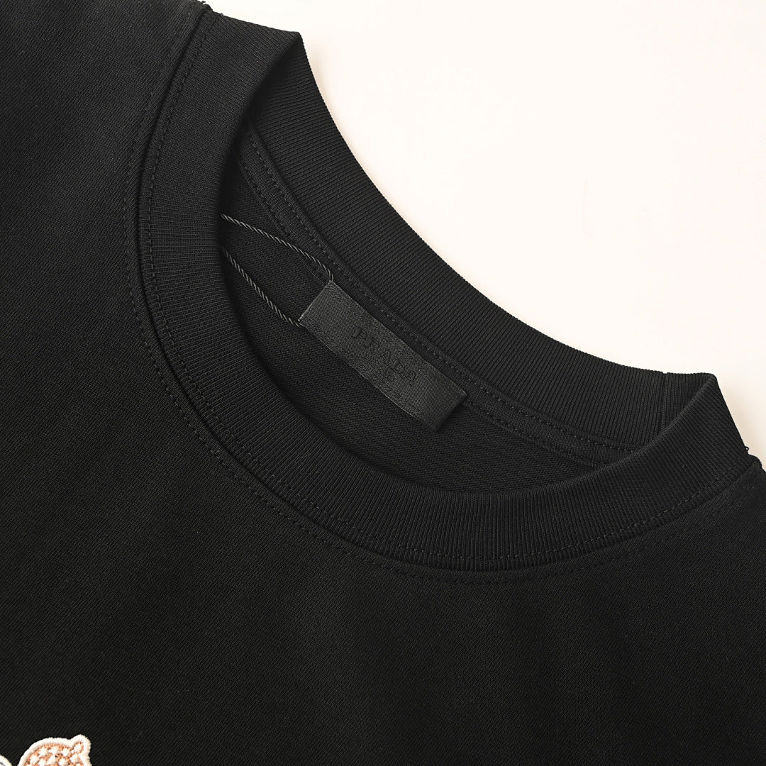 PRADA Inverted Triangle Logo Embroidered T-Shirt