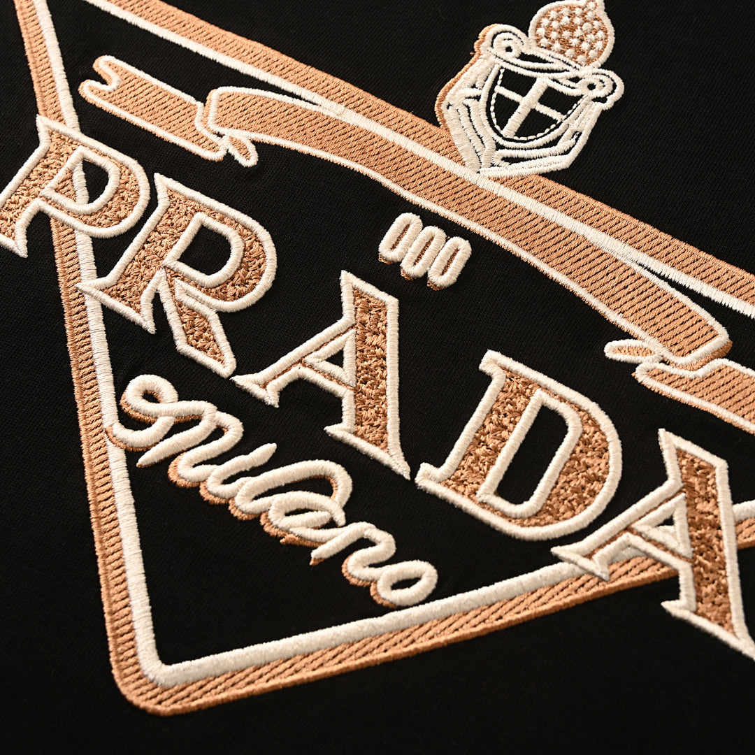 PRADA Inverted Triangle Logo Embroidered T-Shirt
