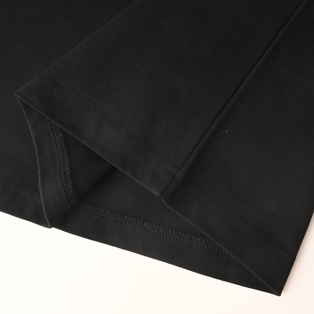 Fendi Roma Perforated Leather Zip Pocket T-Shirt — Black
