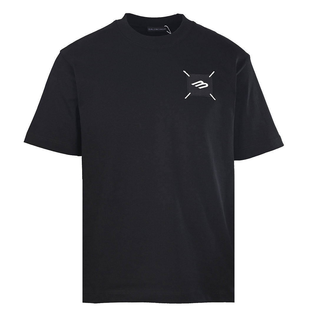 Balenciaga Embroidered Patch T-Shirt with 3M Reflective Stitching – Black