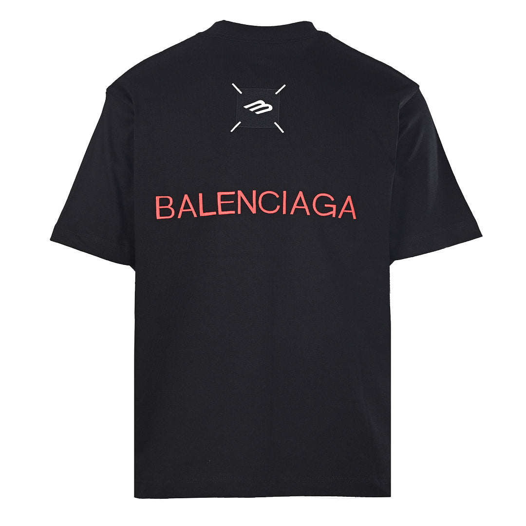 Balenciaga Embroidered Patch T-Shirt with 3M Reflective Stitching – Black