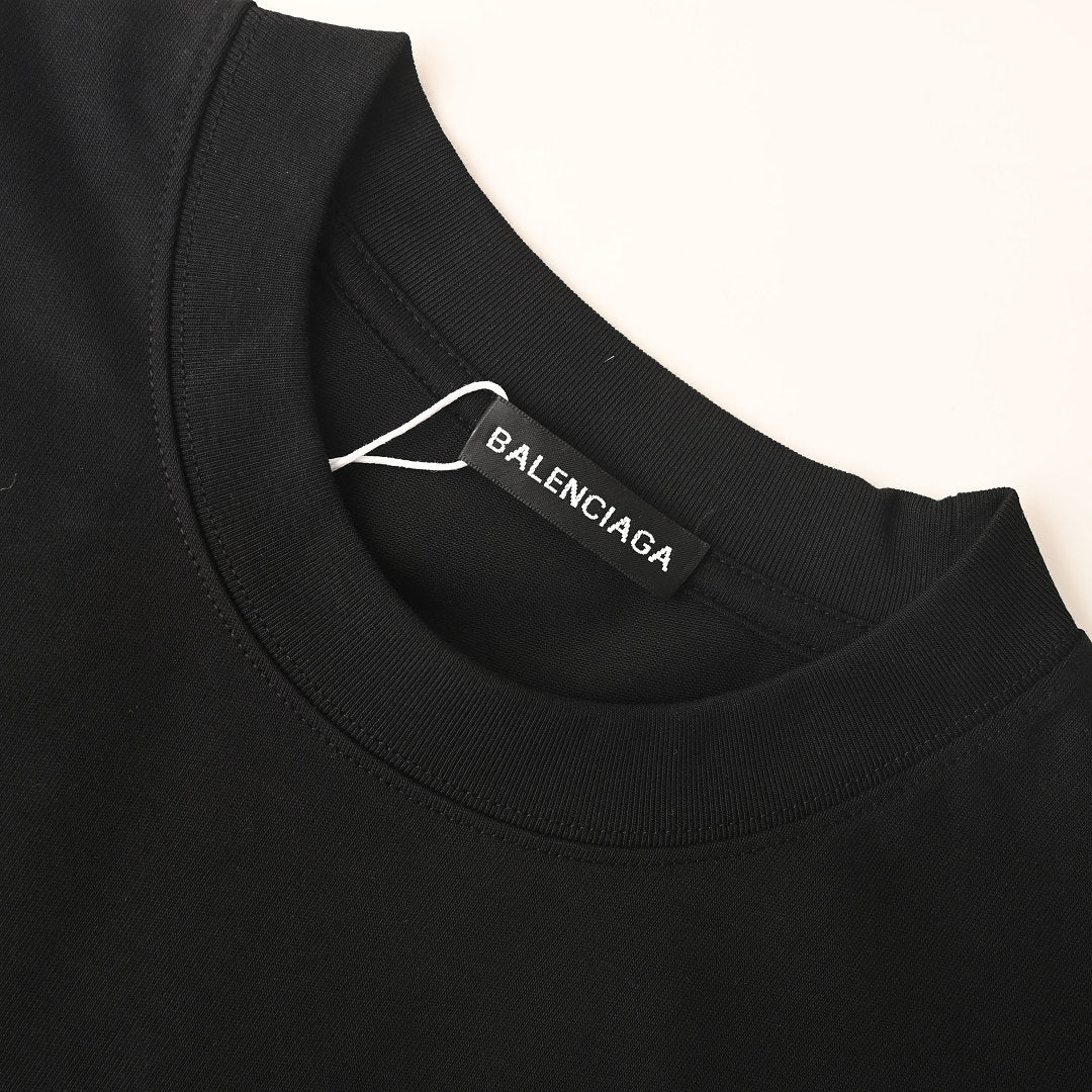 Balenciaga Embroidered Patch T-Shirt with 3M Reflective Stitching – Black