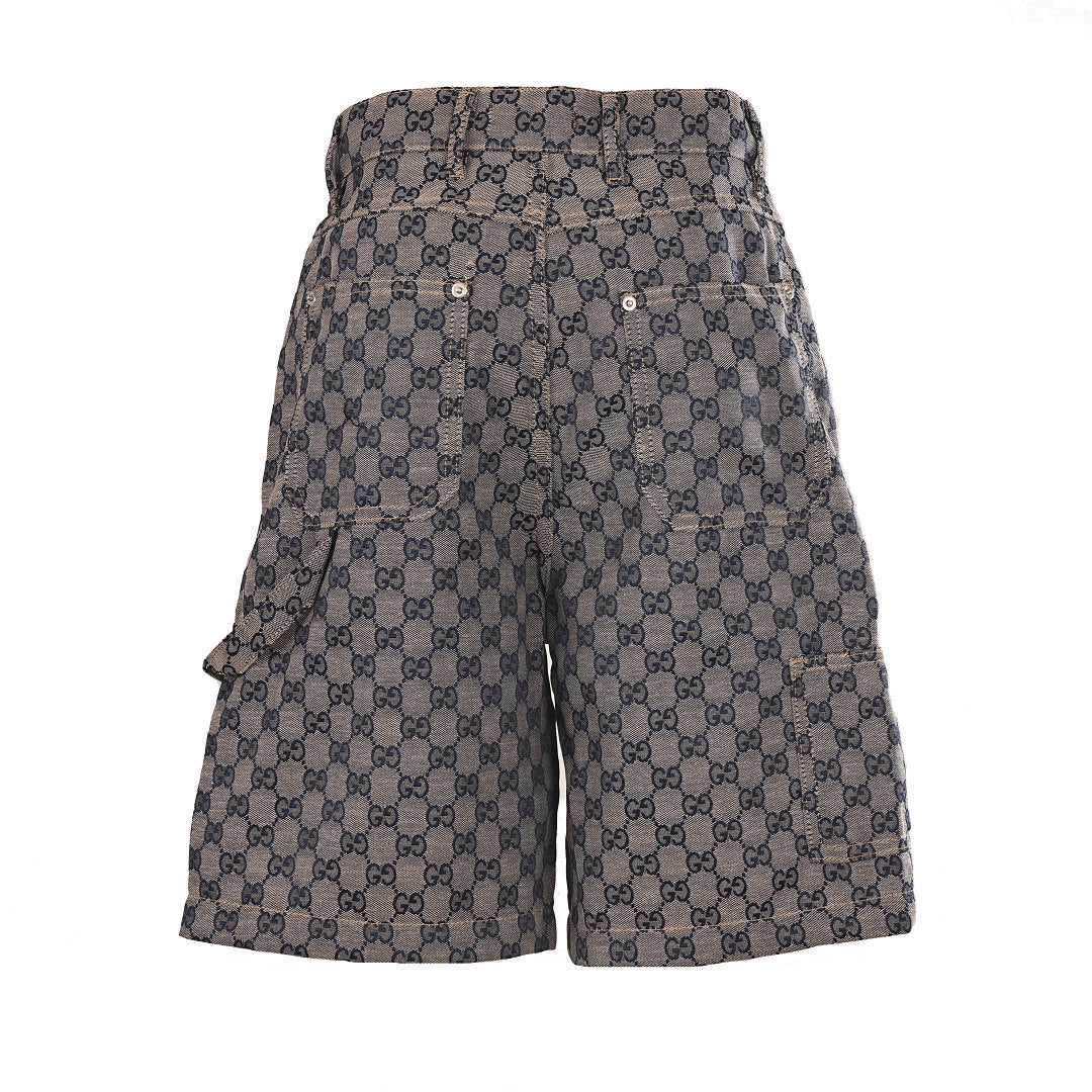 Gucci GG Monogram Denim Shorts – Grey