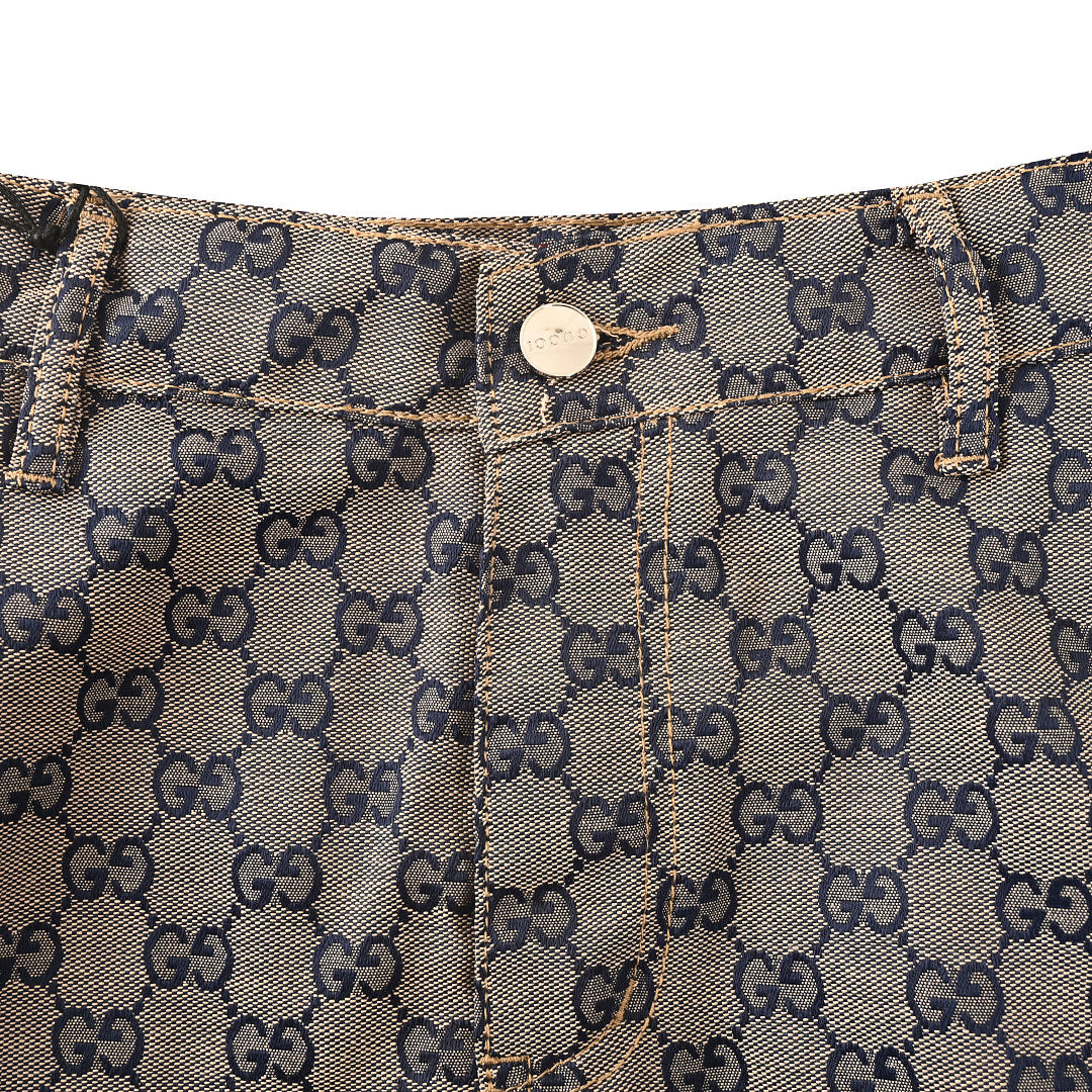 Gucci GG Monogram Denim Shorts – Grey