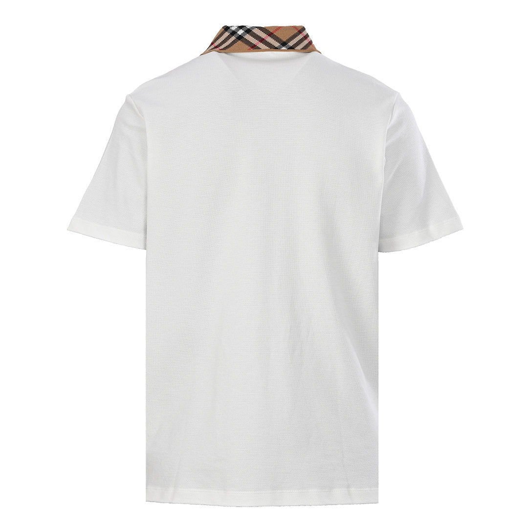 Burberry Short-Sleeve Polo Shirt with Check Collar Detail