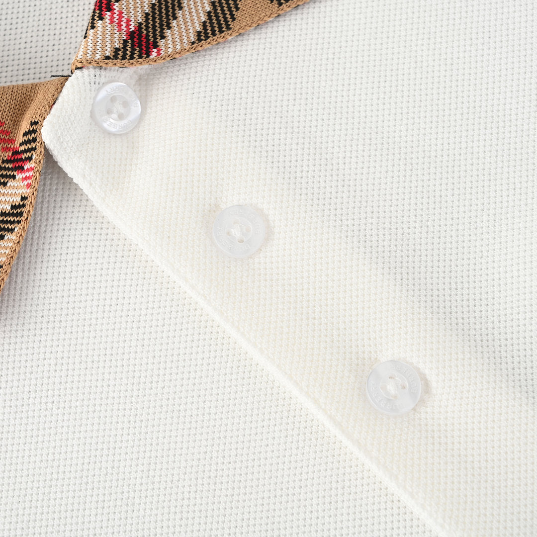 Burberry Short-Sleeve Polo Shirt with Check Collar Detail
