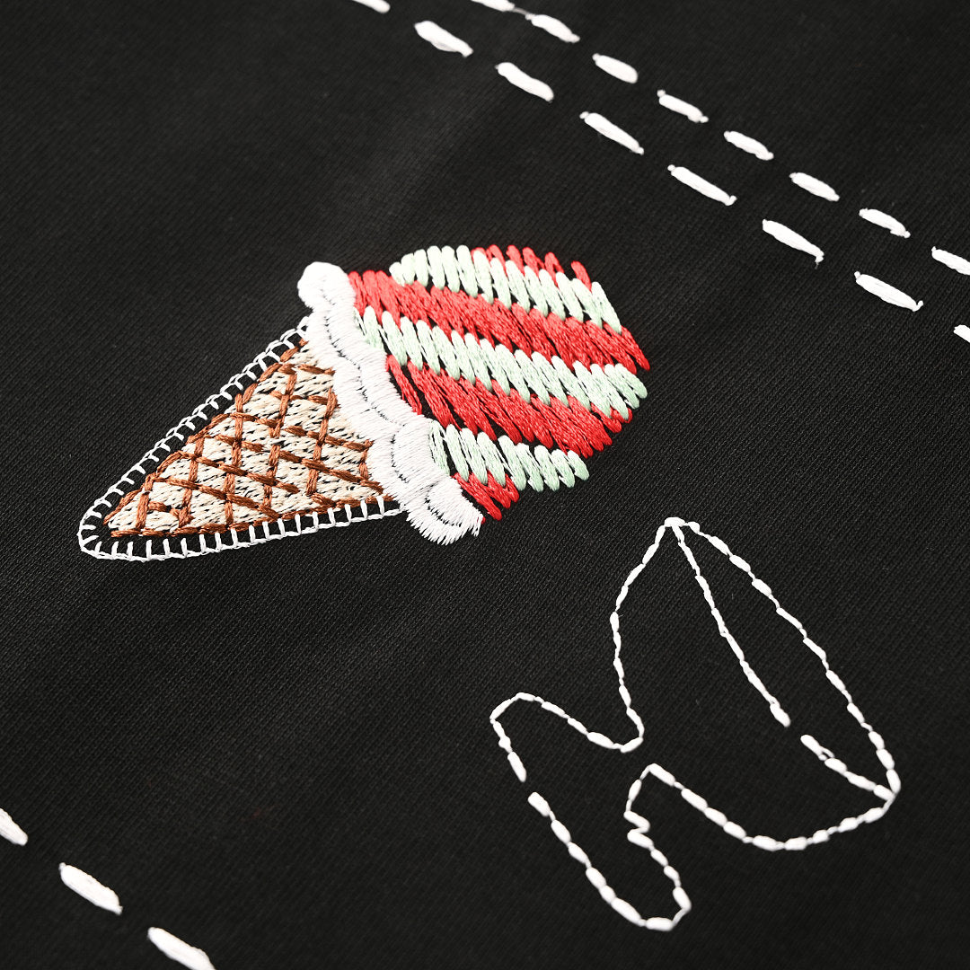 Fendi Roma Gelato Embroidered T-Shirt — Black