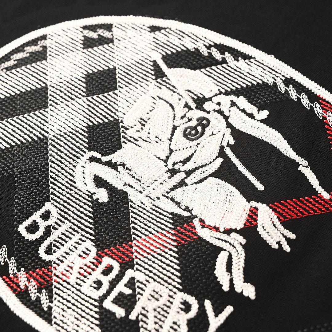 Burberry Short-Sleeve T-Shirt with Classic Check & Equestrian Knight Emblem