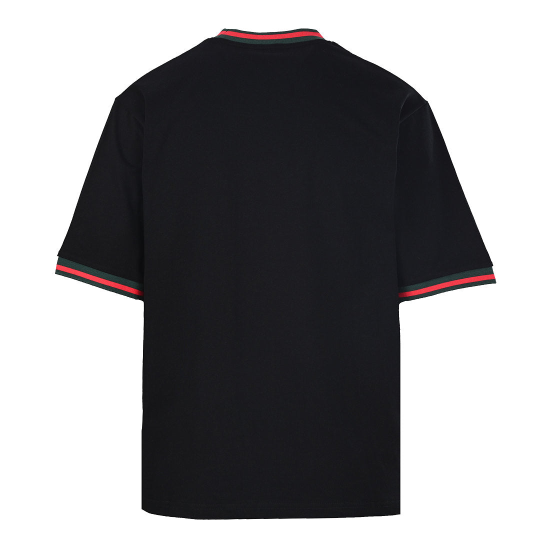 Gucci Ribbed-Trim Letter Embroidery T-Shirt