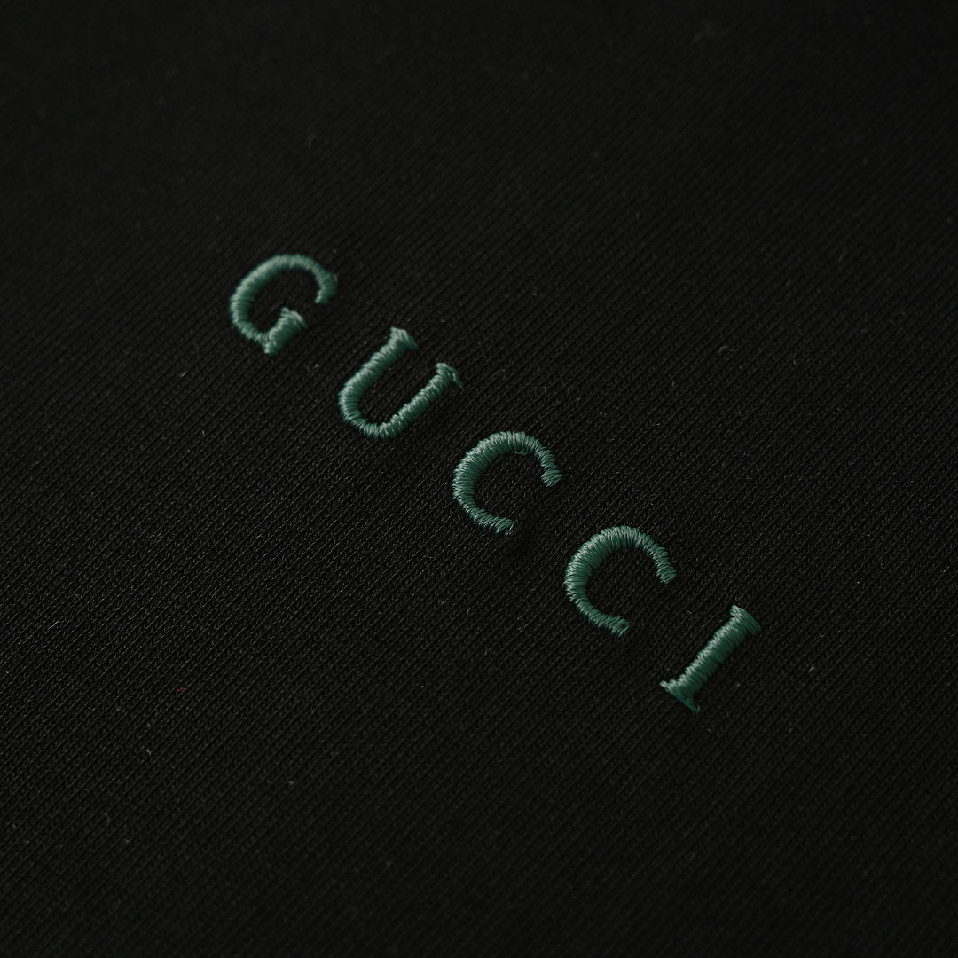Gucci Ribbed-Trim Letter Embroidery T-Shirt