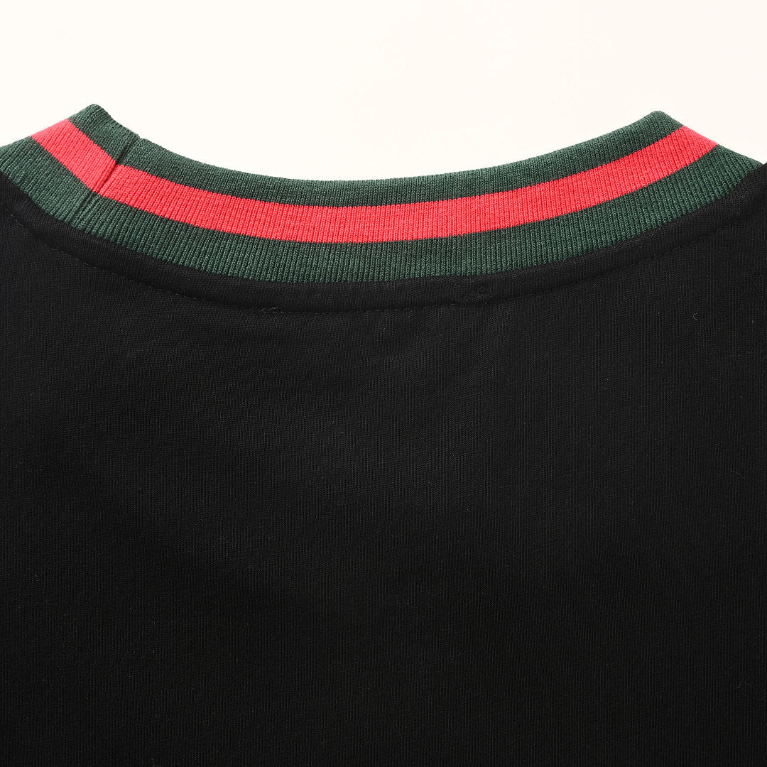 Gucci Ribbed-Trim Letter Embroidery T-Shirt