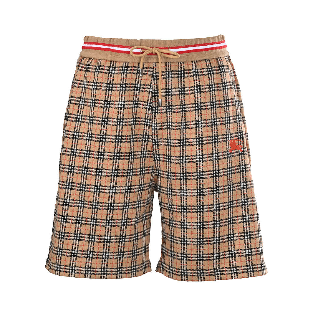 Burberry Horse-Embroidered Plaid Shorts
