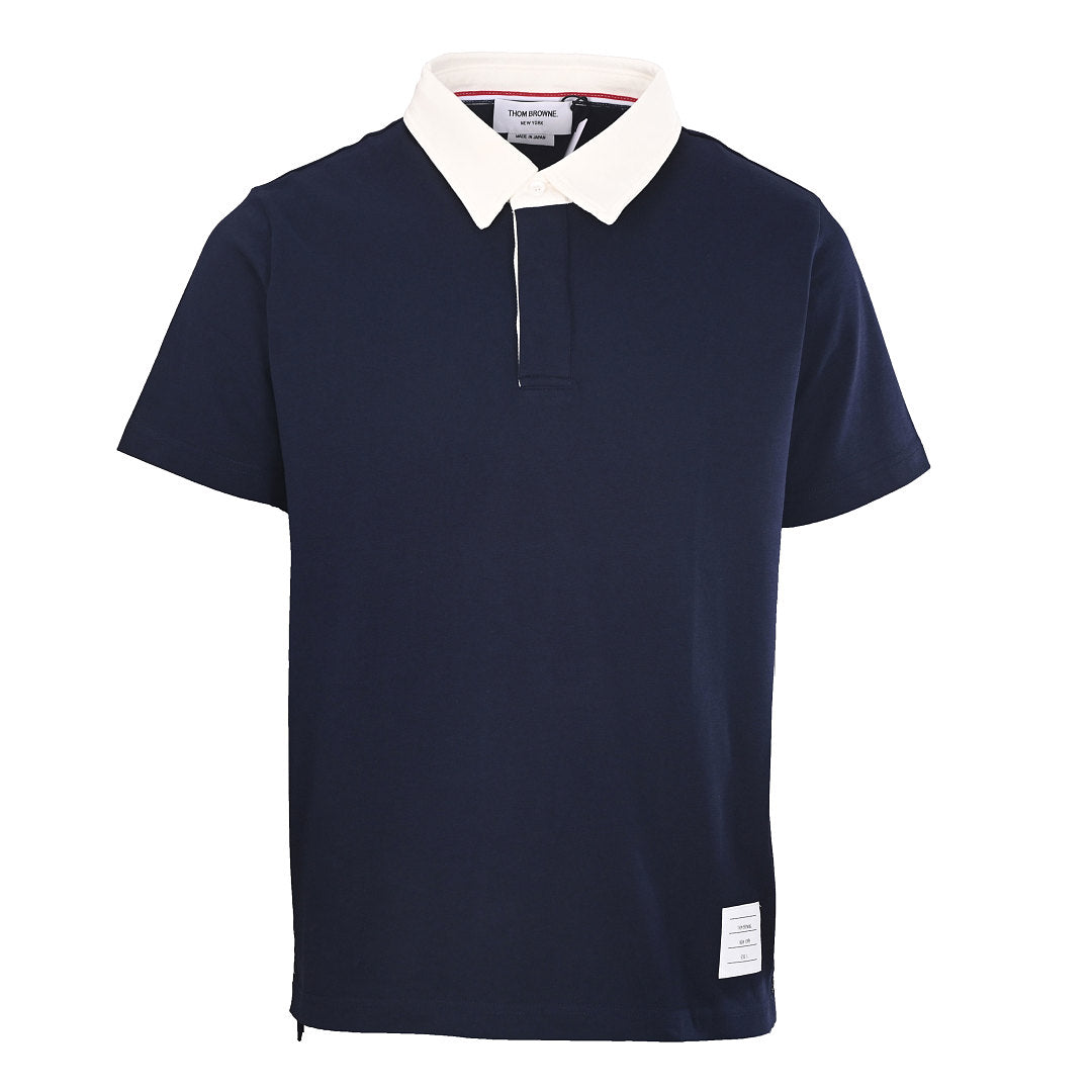 Thom Browne Contrast Collar Rugby Polo Shirt – Navy