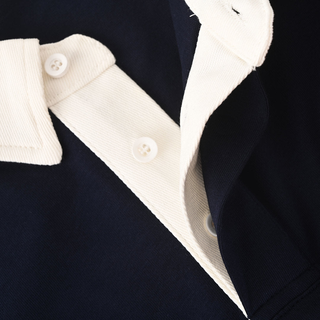 Thom Browne Contrast Collar Rugby Polo Shirt – Navy