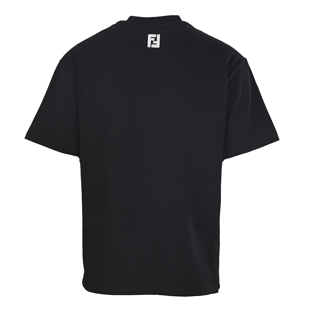 Fendi Roma FF Geometric Embroidered Patch T-Shirt — Off-Black