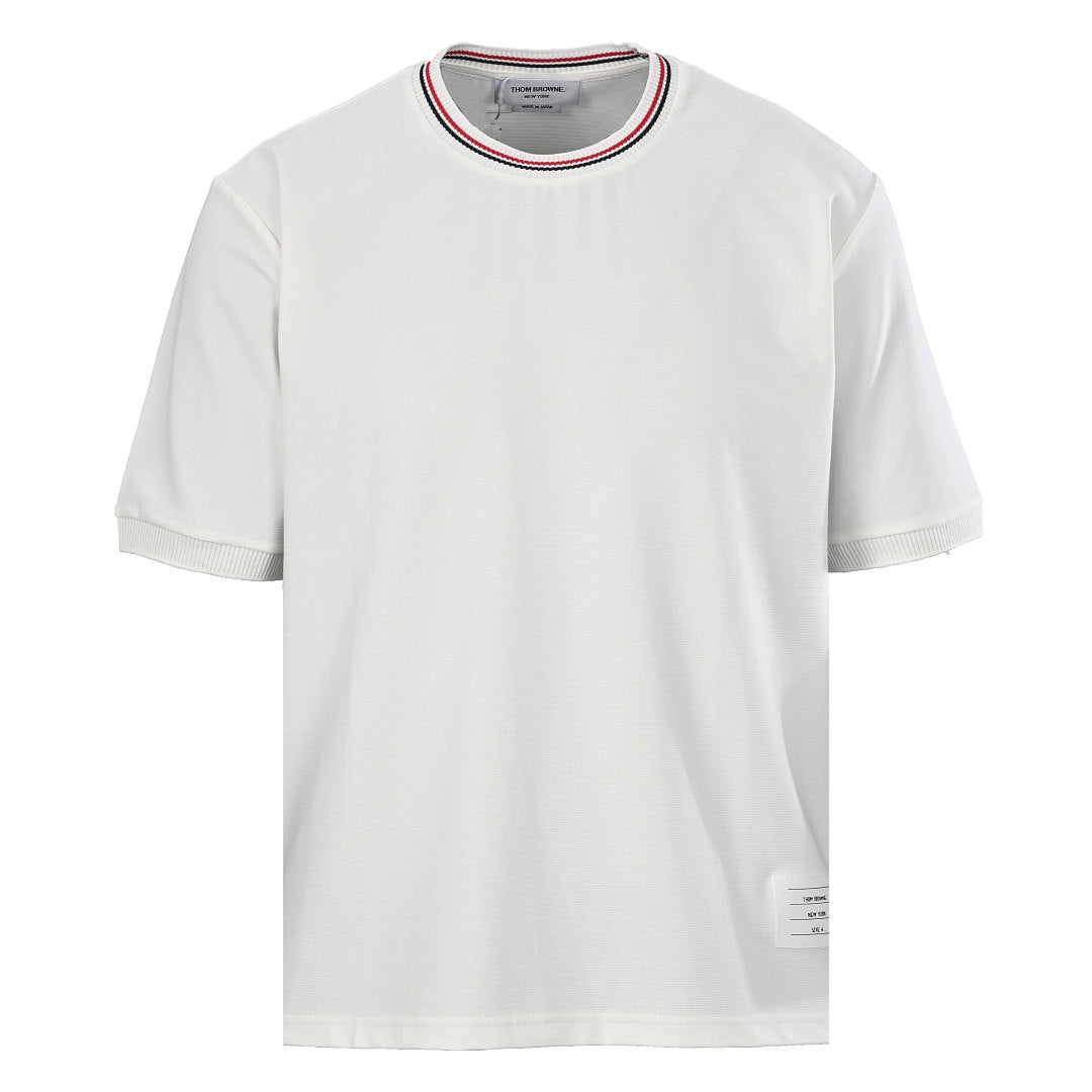 Thom Browne RWB Tipped Crew Neck Relaxed T-Shirt – White