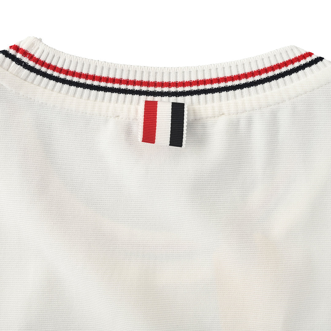 Thom Browne RWB Tipped Crew Neck Relaxed T-Shirt – White