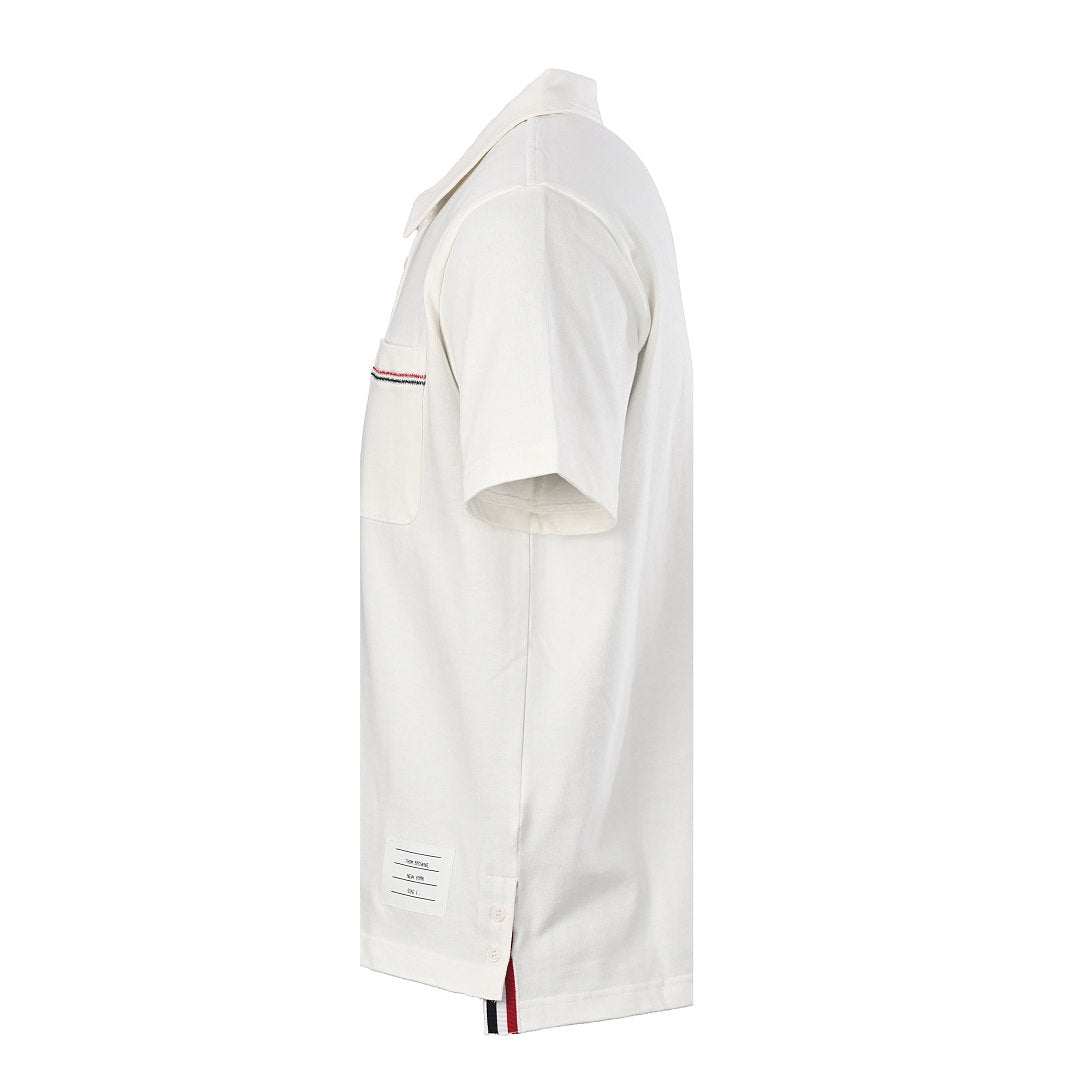 Thom Browne RWB Pocket Trim Polo Shirt – White
