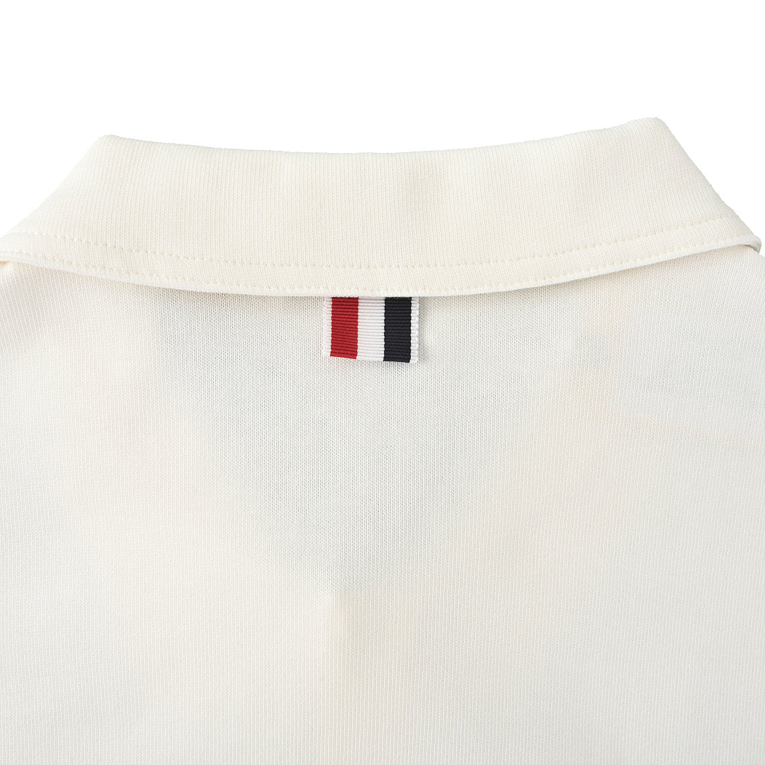 Thom Browne RWB Pocket Trim Polo Shirt – White