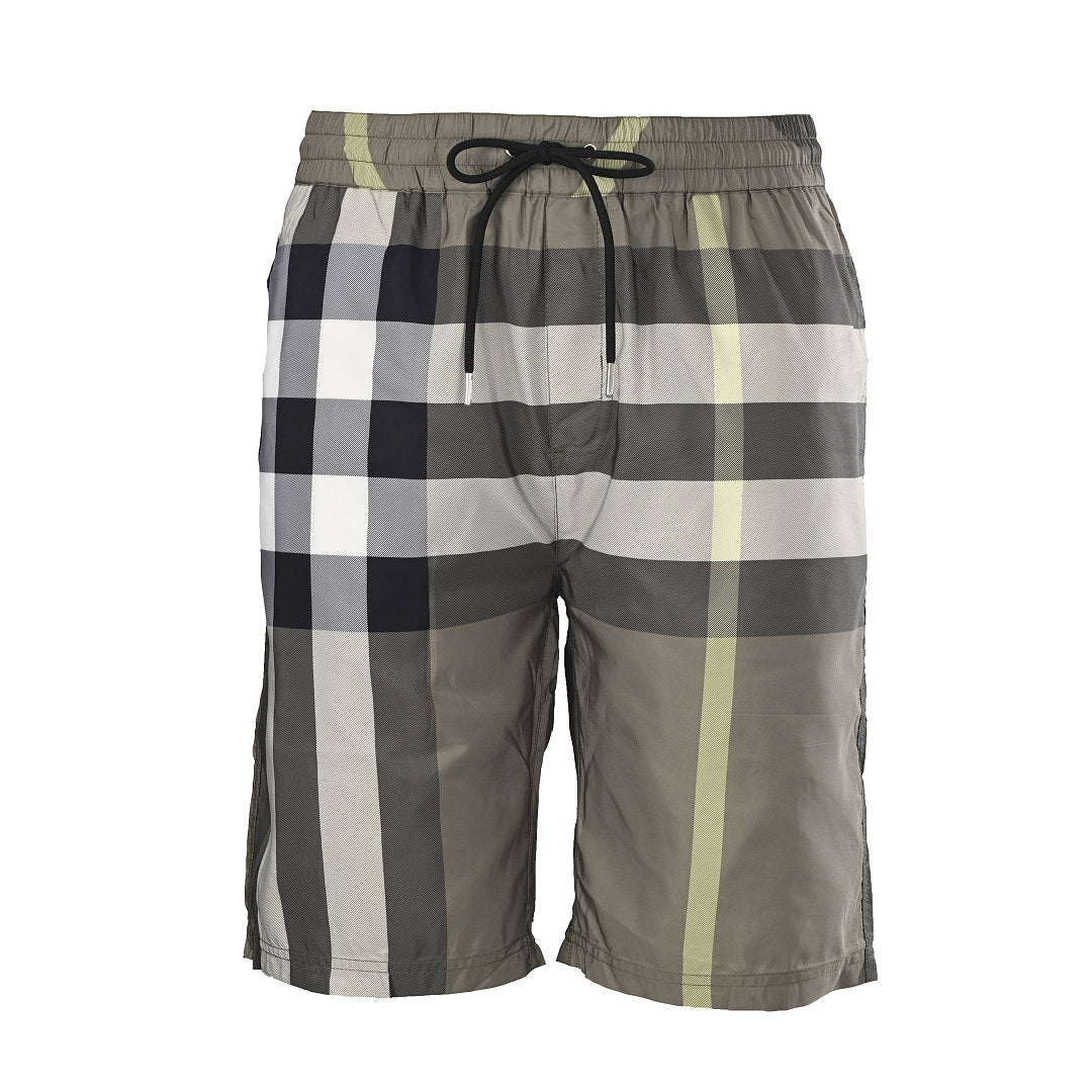 Burberry Check Drawstring Mesh-Lined Beach Shorts