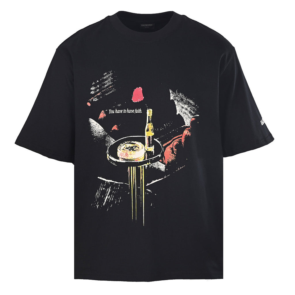 Balenciaga "You Have To Have Faith" Graphic Oversized T-Shirt – Black