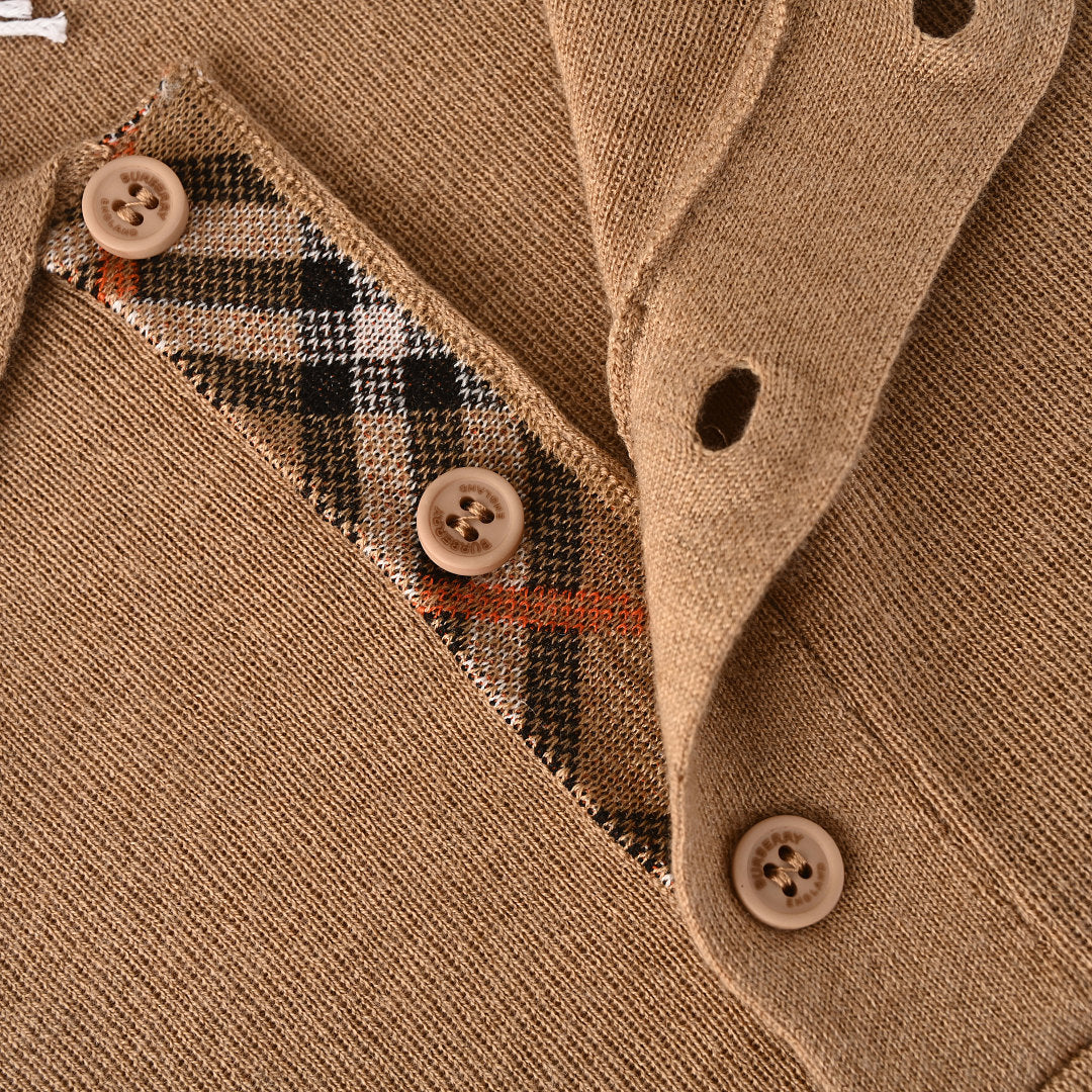 Burberry Men's Short-Sleeve Wool Polo Shirt with Four-Color Placket Detail