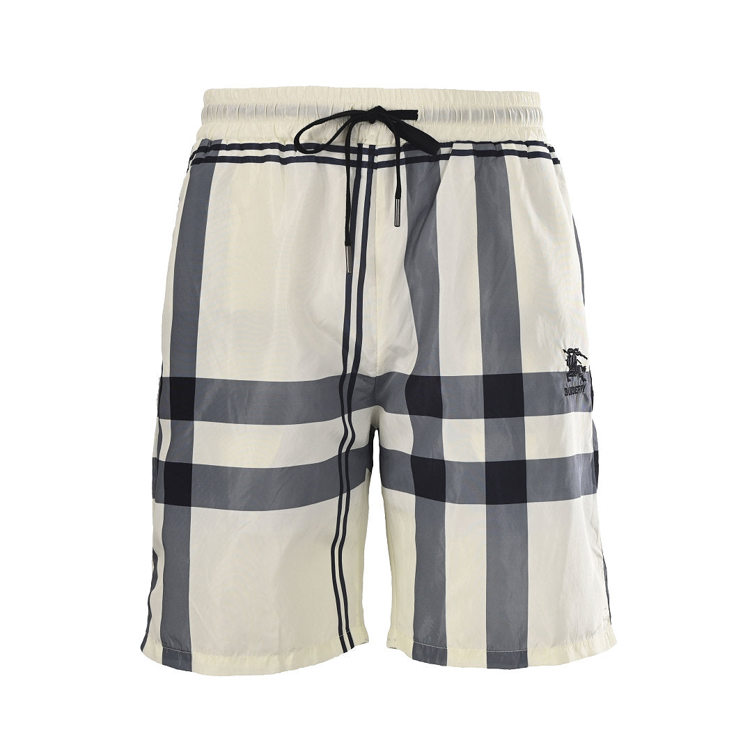Burberry Checkered Equestrian Logo Beach Shorts