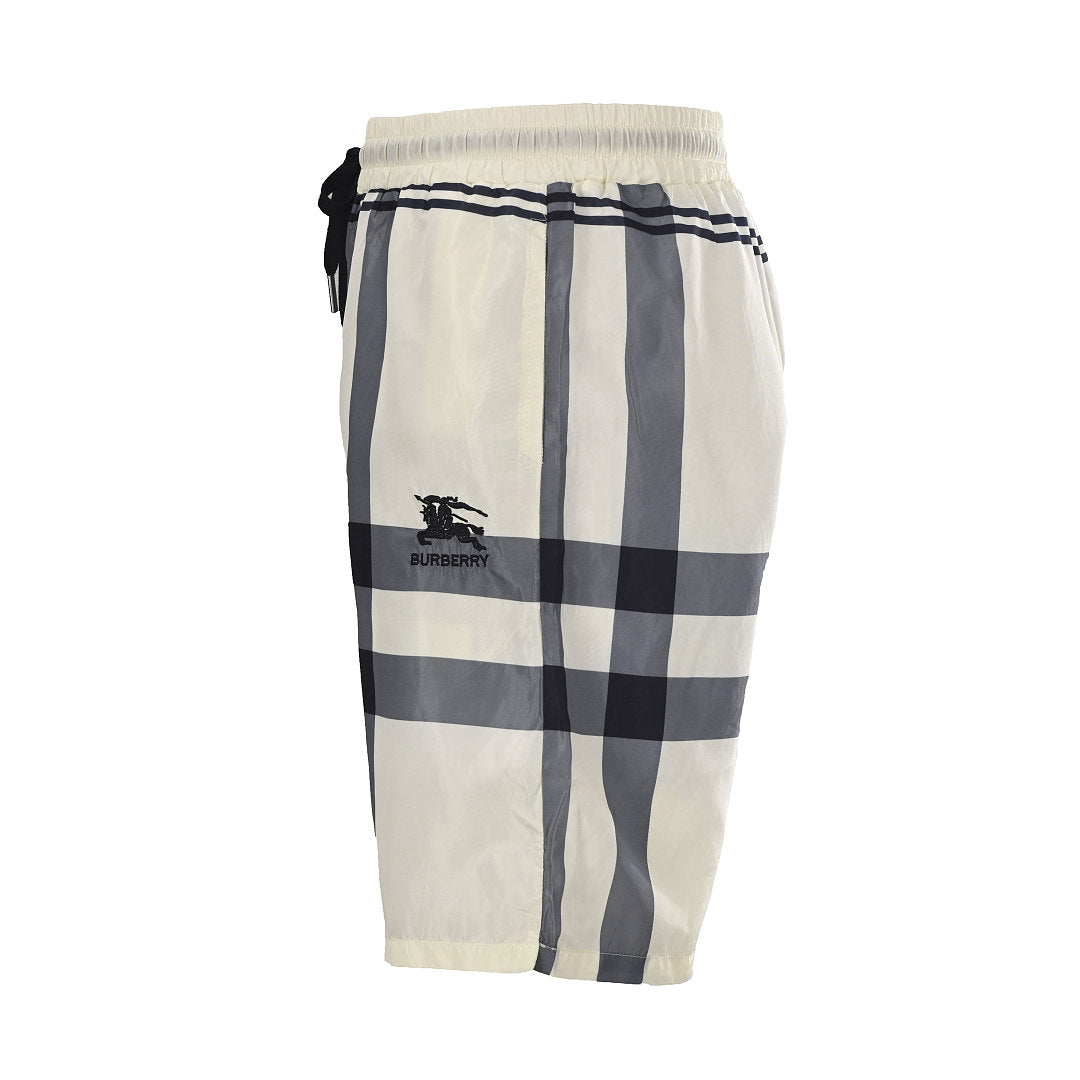 Burberry Checkered Equestrian Logo Beach Shorts