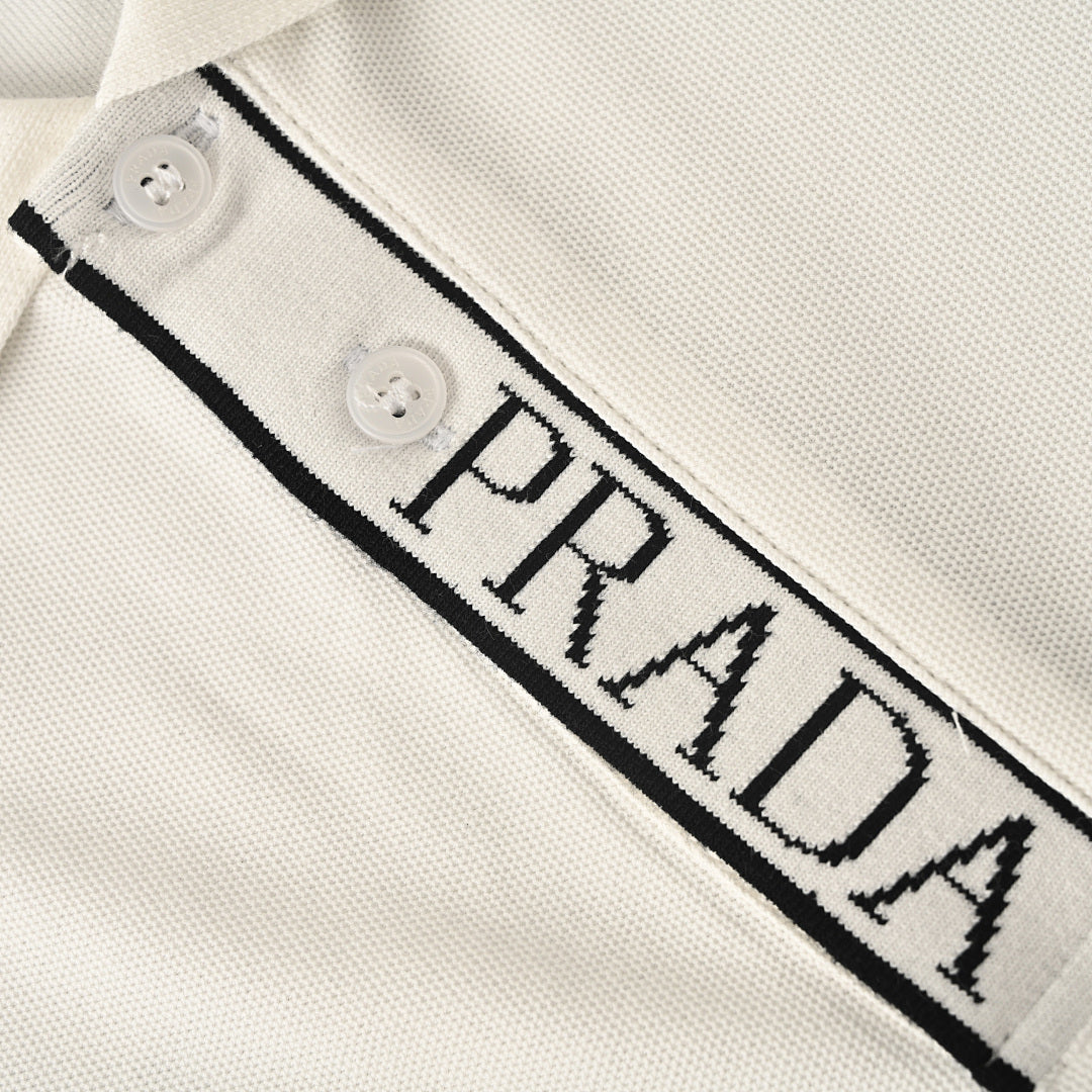PRADA Triangle Logo Embroidered Polo Shirt