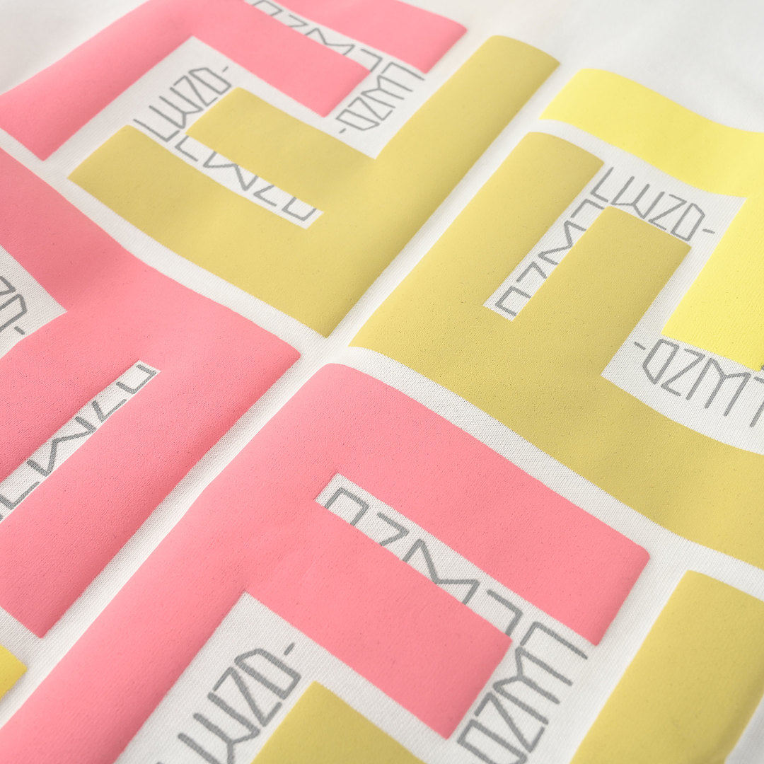 Fendi Roma FF Monogram Color-Block Print T-Shirt — White / Pink & Yellow