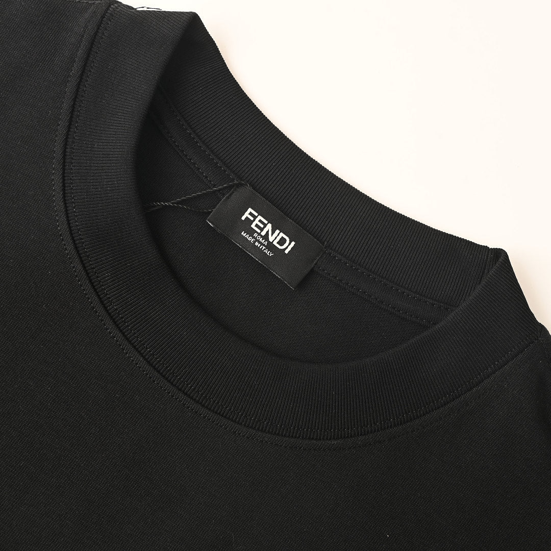 Fendi Roma FF Monogram Color-Block Print T-Shirt — BLACK/ Pink & Yellow