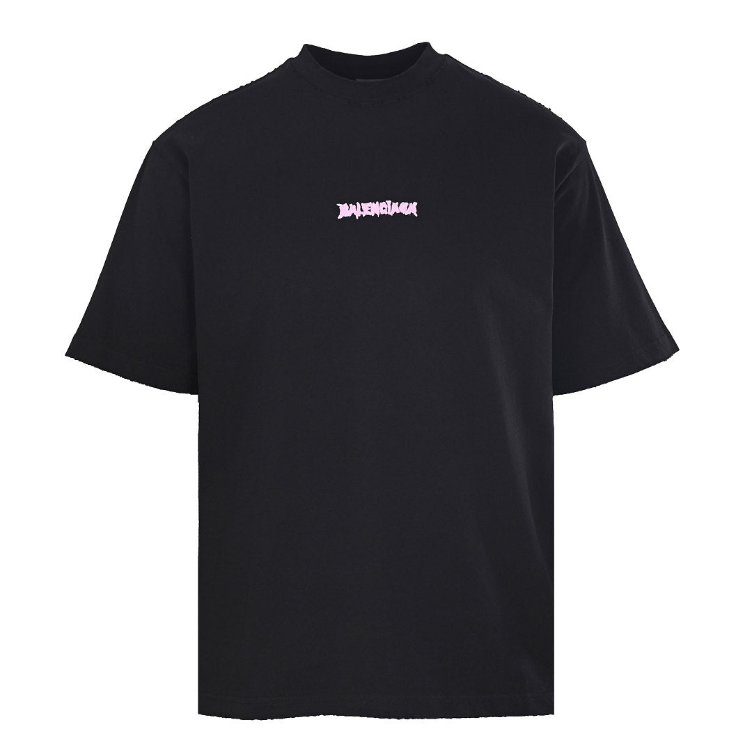 Balenciaga Gothic Metal Logo T-Shirt – Black