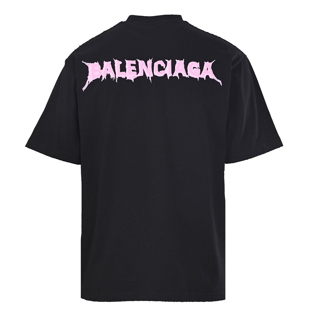 Balenciaga Gothic Metal Logo T-Shirt – Black