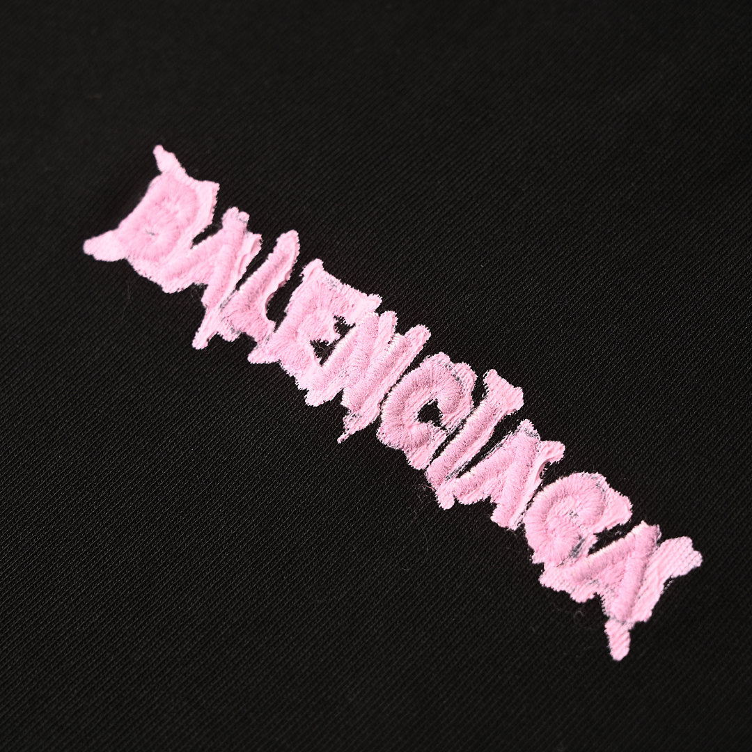 Balenciaga Gothic Metal Logo T-Shirt – Black