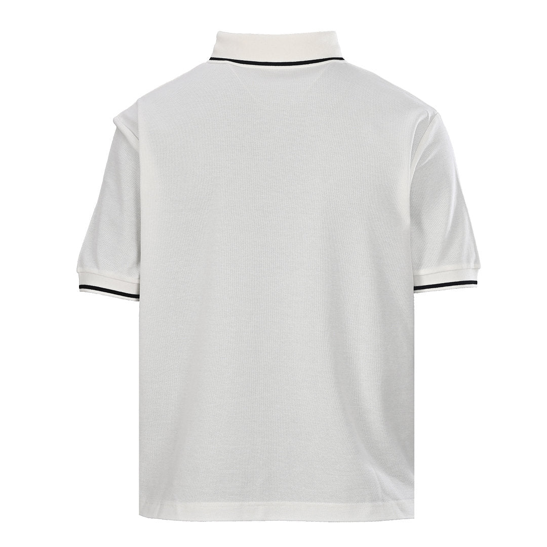 PRADA Short-Sleeve Polo Shirt with Black Stripe Detail