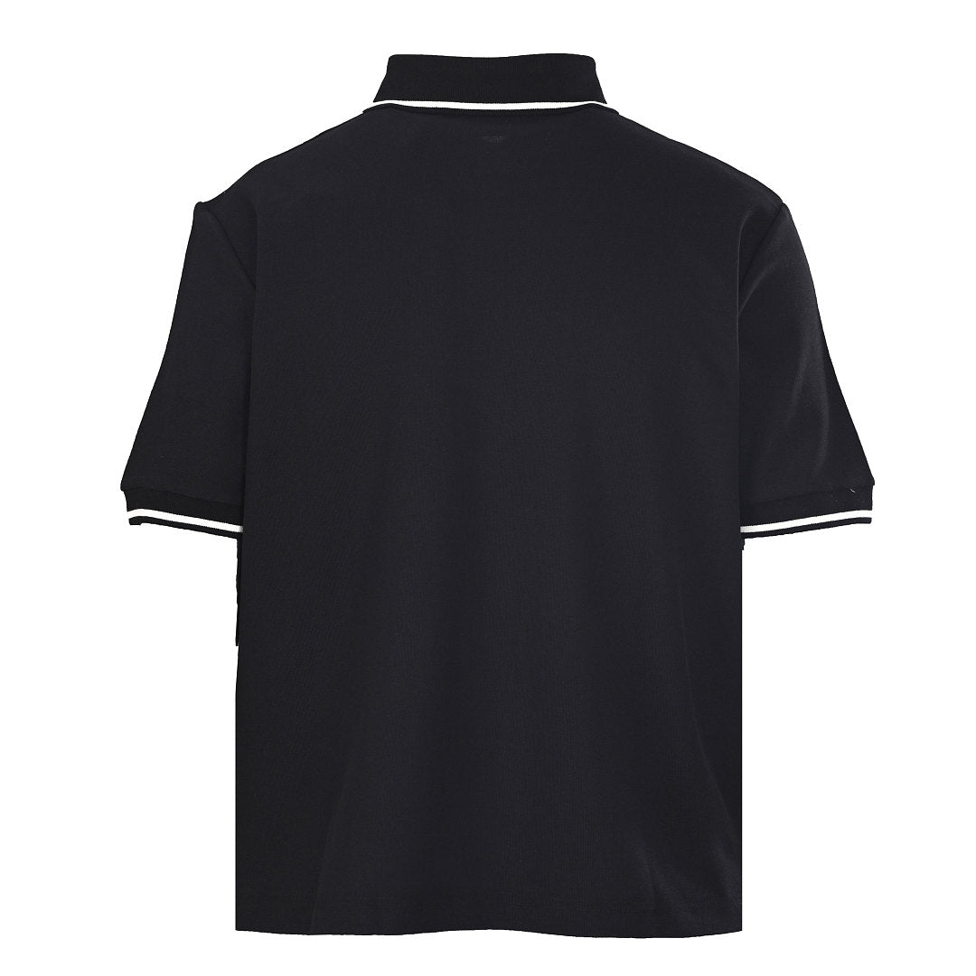 PRADA Short-Sleeve Polo Shirt with Black Stripe Detail