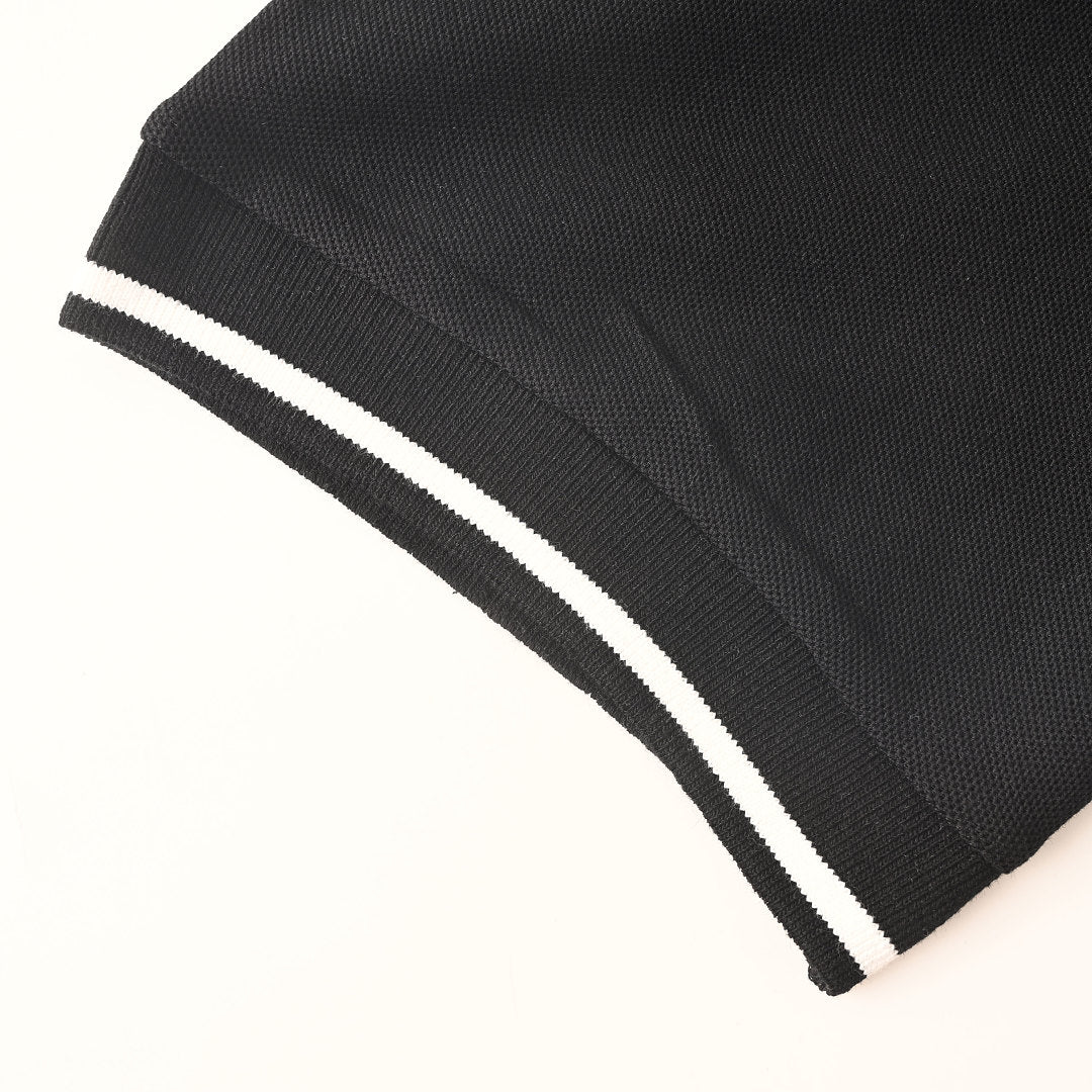 PRADA Short-Sleeve Polo Shirt with Black Stripe Detail