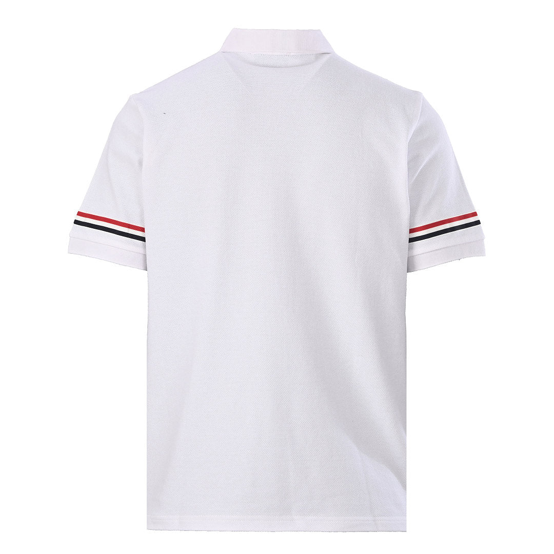 Thom Browne RWB Stripe Cuff Piqué Polo Shirt – White