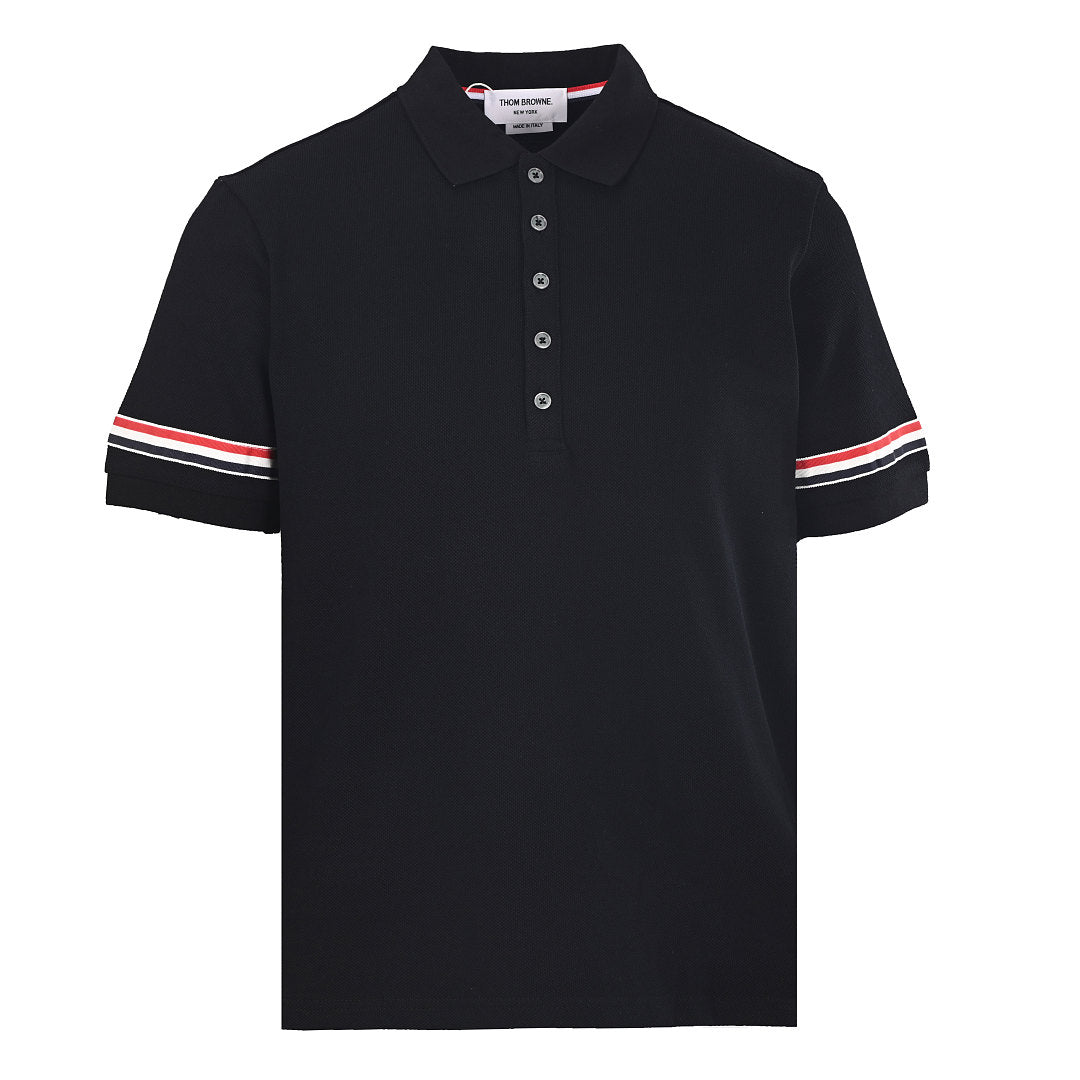 Thom Browne RWB Stripe Cuff Piqué Polo Shirt